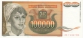 Yugoslavia From 1971 100,000 Dinara, 1993